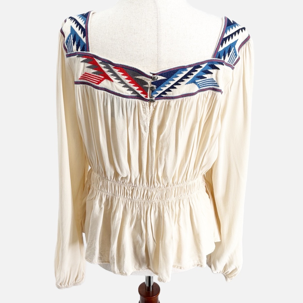 Ariat Chimayo Jacquard Embroidered Peplum Top in Buttercream - Size Large - Picture 4 of 8